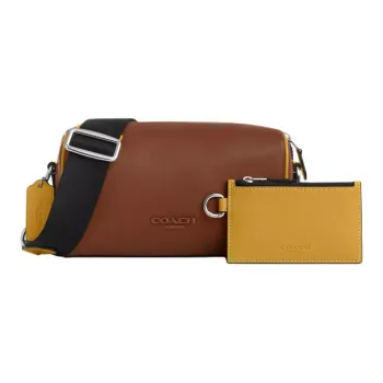 COACH Smooth Calf Leather Shoulder Bag, Crossbody Bag Men's Saddle