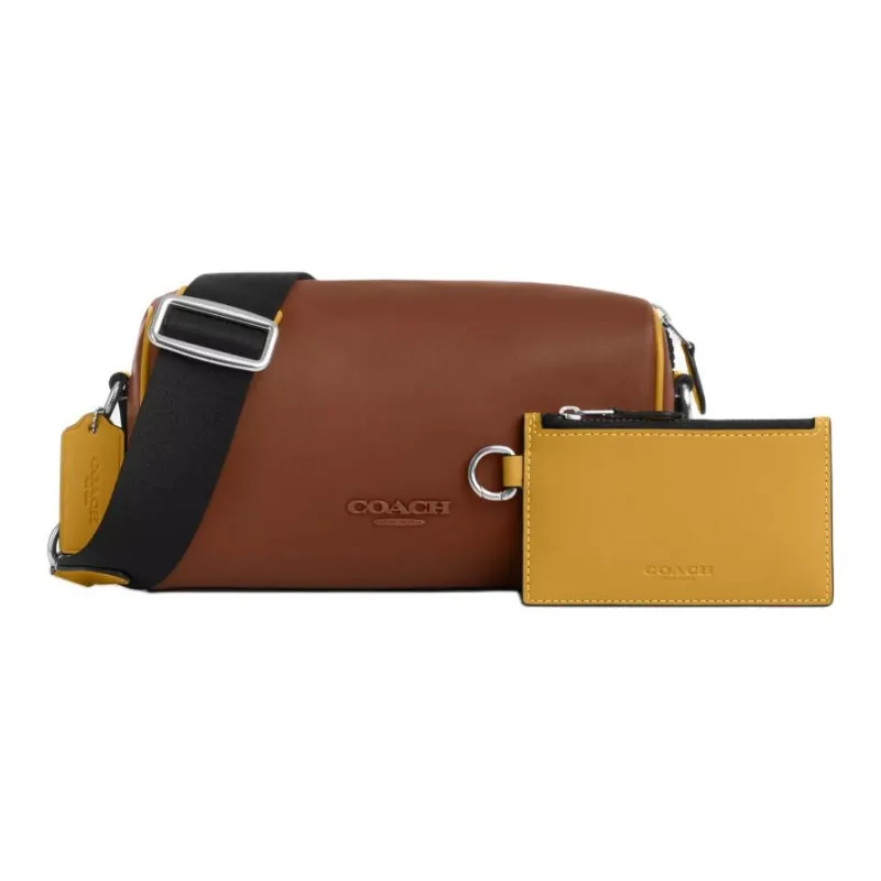 COACH Smooth Calf Leather Shoulder Bag, Crossbody Bag Men's Saddle-0