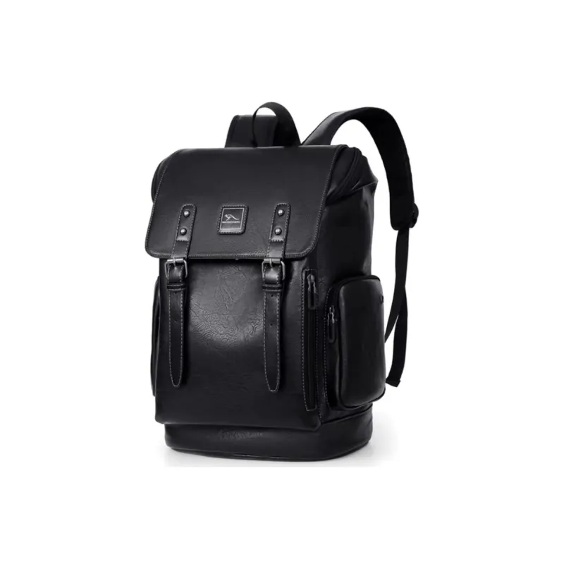 BAODIDAISHU PU Backpack Portable Large Size Men's Gray, Black-5