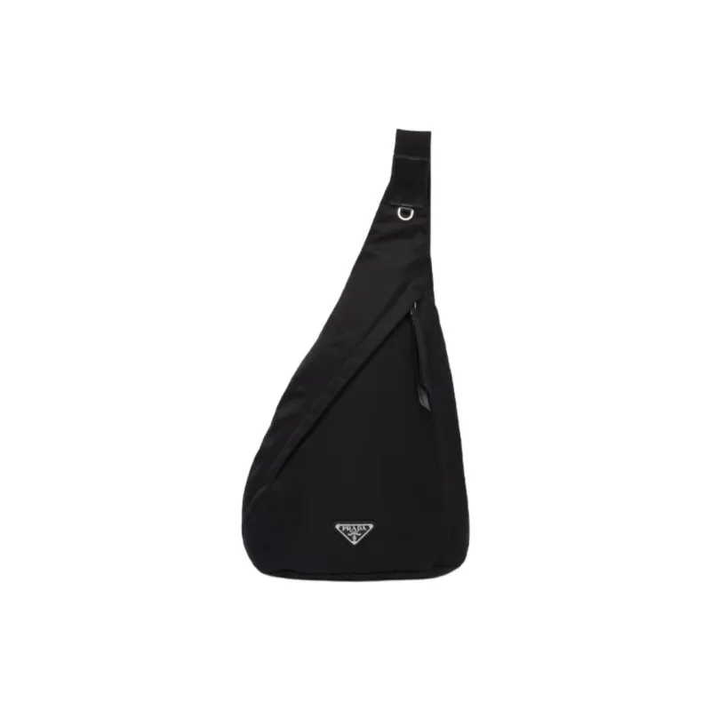 PRADA Recycled Nylon With Leather Shoulder Bag, Crossbody Bag Men's Black-0