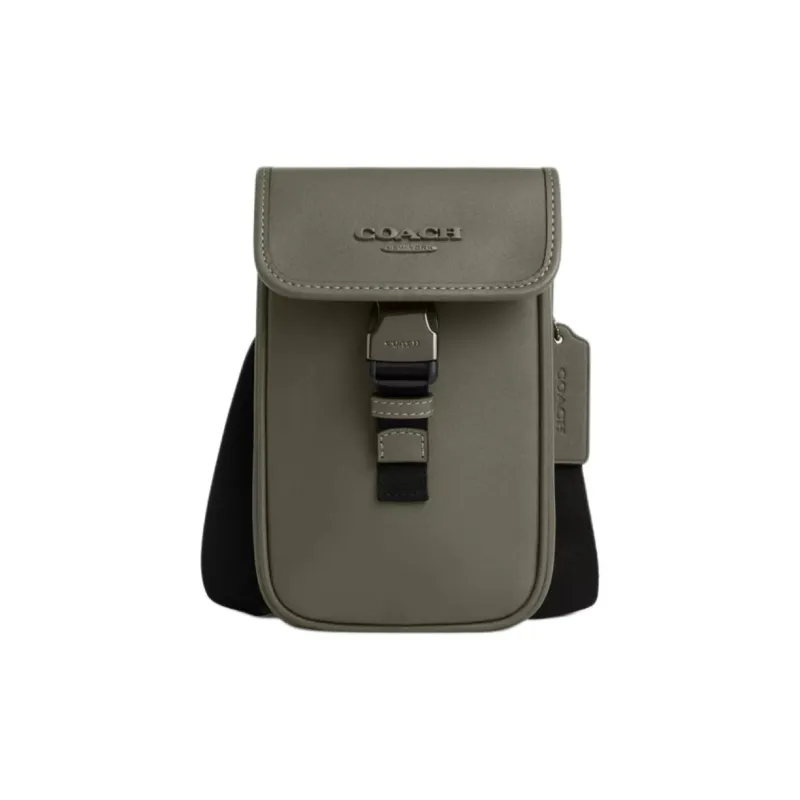 COACH Smooth Calf Leather Crossbody Bag Men's Army Green-0