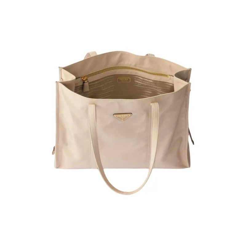 PRADA Leather Tote Bag Shopping Bag Handbag Large Size Women's Lime Gray-4