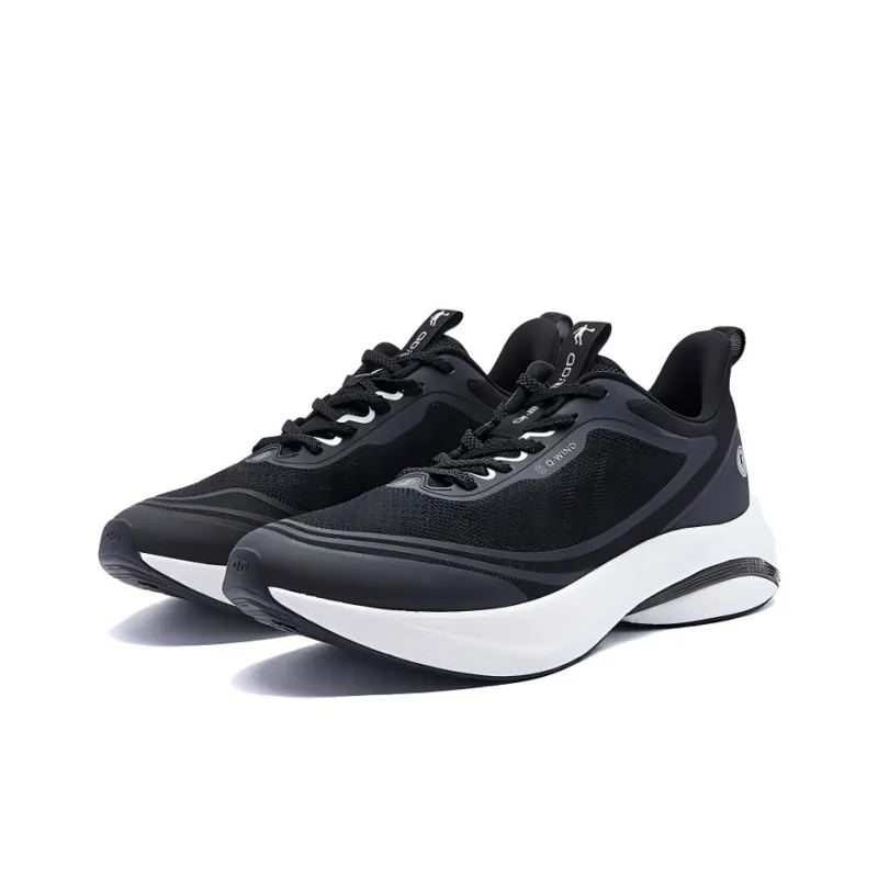 QIAODAN Durable Cushioning Low Top Casual Running Shoes Men's Black White-1