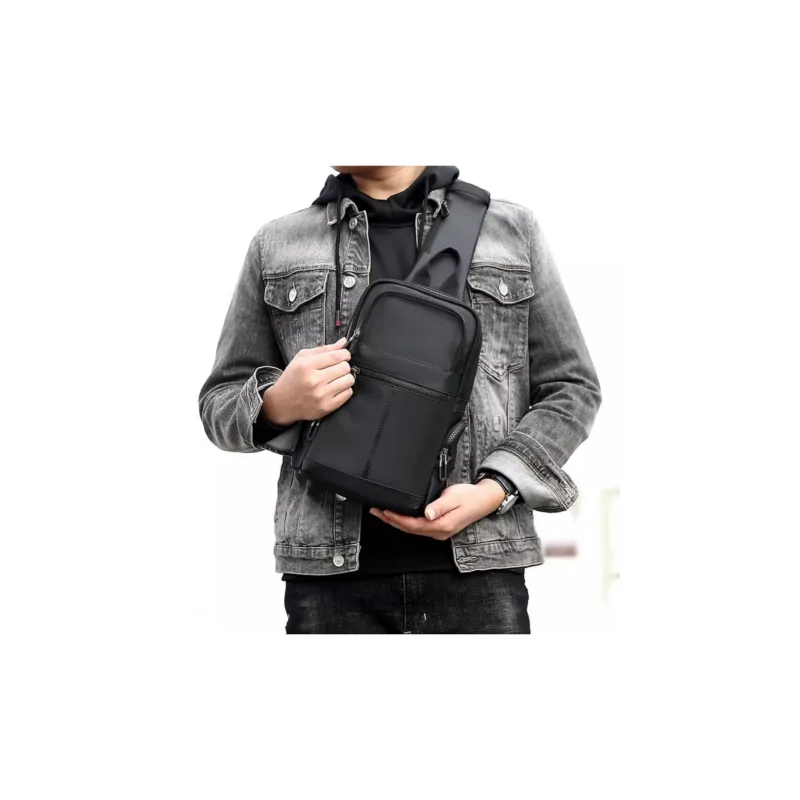 HACIN Oxford One Shoulder Crossbody Bag, Sling Bag Regular Men's Black-3