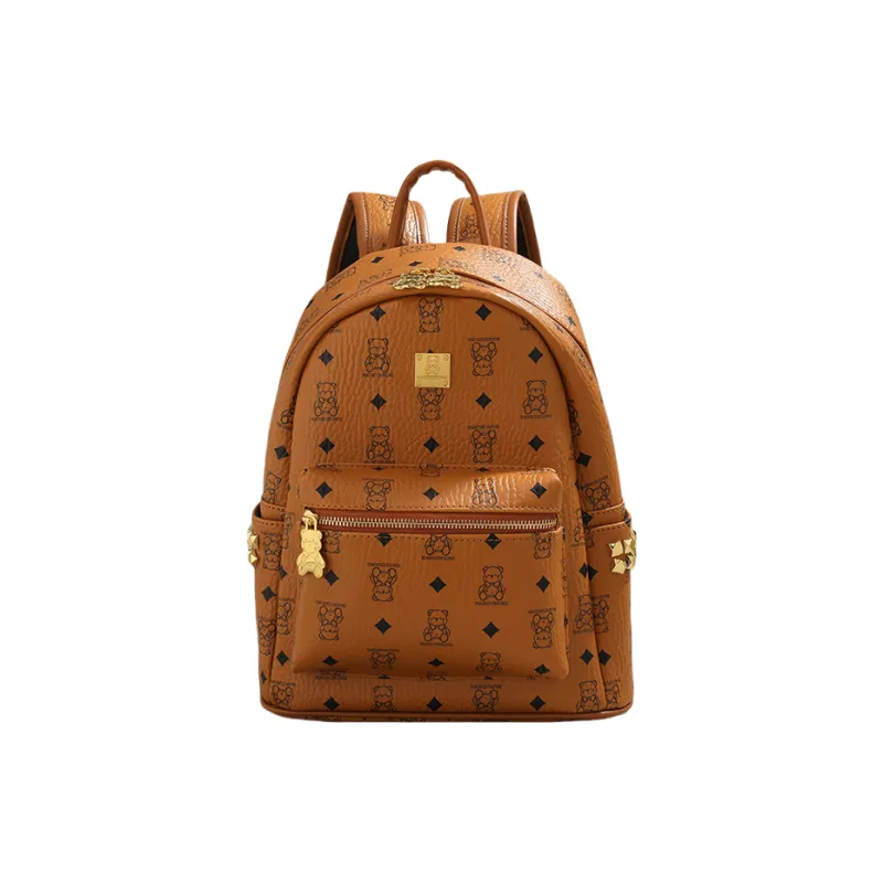 Cwatcun PU Backpack Regular Women's Brown/Pink/Ecru/Black-0