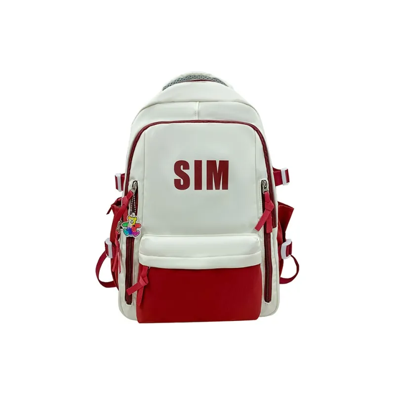 MOK Nylon Backpack Unisex Red/Blue/Black/Brown Green-0