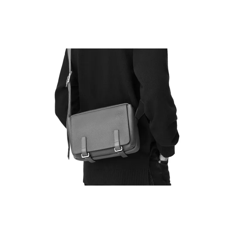 LOEWE Military Messenger Bag In Soft Grained Calfskin Xs Black-9