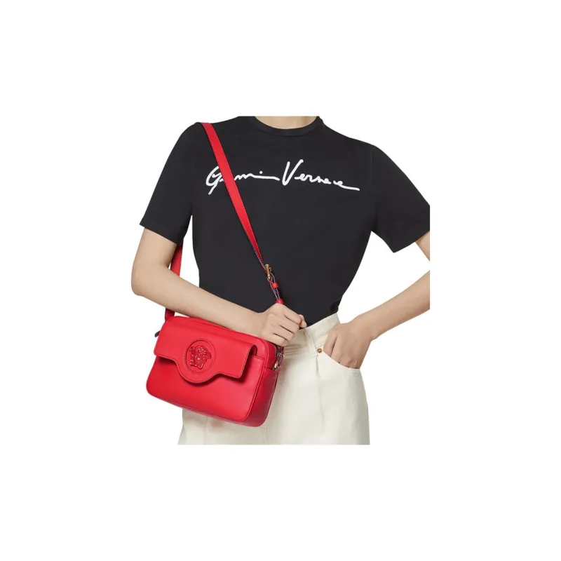 FANSIZHE La Medusa Cow Leather Camera Bag Shoulder Bag Crossbody Bag Women's Red-5