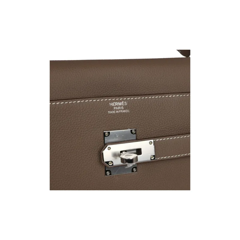 HERMES Togo Calfskin Shoulder Bag, Crossbody Bag, Handbag Regular Men's 18 Etoupe Elephant Gray-6