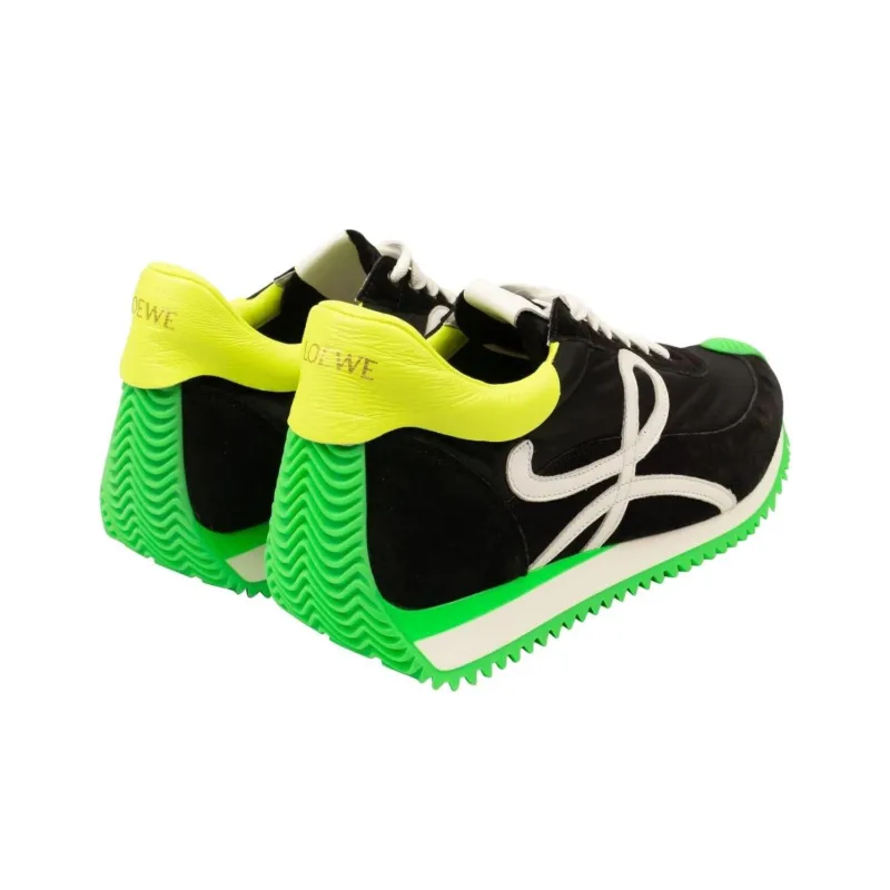 LOEWE Flow Runner Cushioned Anti-Slip And Wear-Resistant Lightweight Low-Top Casual Shoes Men's Black Green White-3
