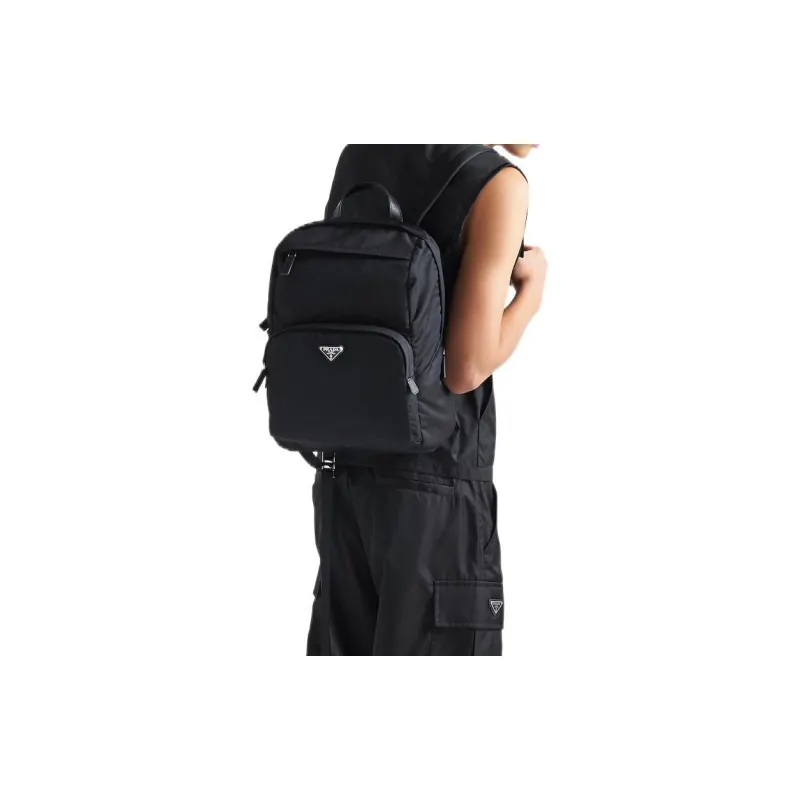 PRADA Re Nylon Fabric Backpack Medium Size Men's Black-5