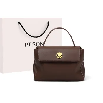 PT'SON Cow Leather Patchwork Synthetic Leather Shoulder Bag Crossbody Bag Regular Women's Coffee