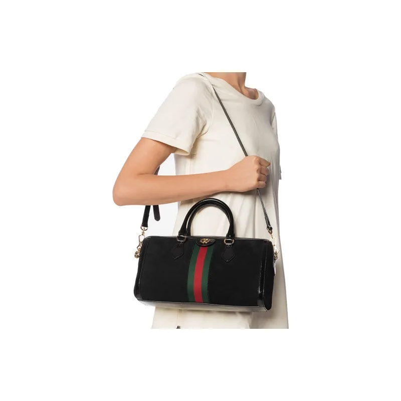 GUCCI Ophidia Patent Leather Binding Shoulder Bag Crossbody Bag Handbag Medium Size Women's Black-8
