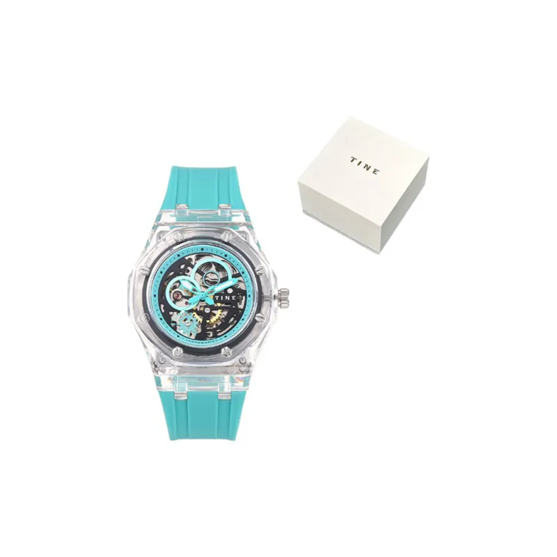 TINE Automatic Mechanical Movement Rubber Strap Watch Unisex White Dial-7