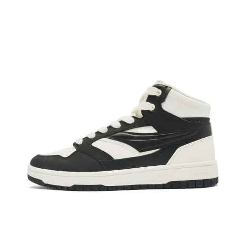 QIAODAN Skateboard Shoes Women's High-Top Black Ivory