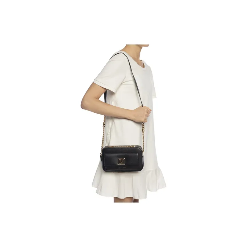 MICHAEL KORS Sylvia Leather Crossbody Bag Shoulder Bag Women's Black-4