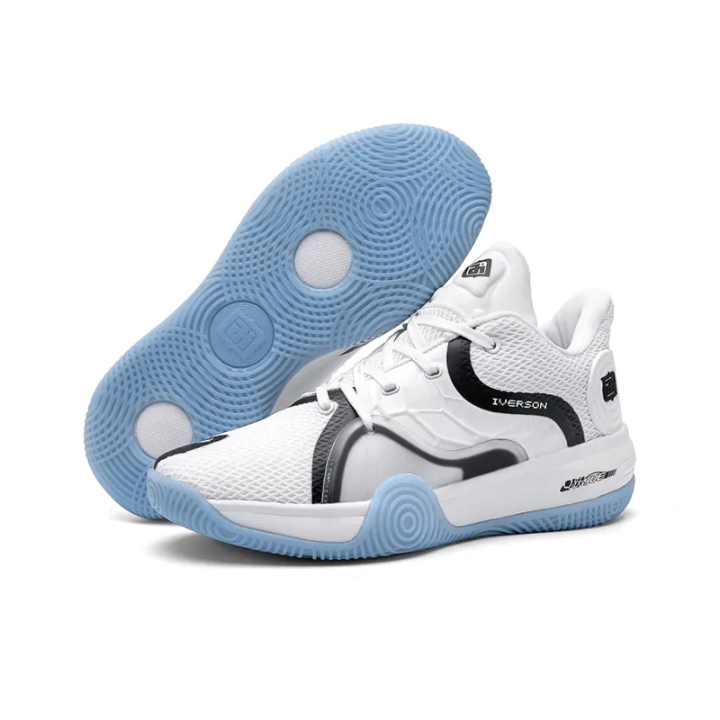 IVERSON Anti Slip And Wear Resistant Breathable Low Top Basketball Shoes Unisex White-4