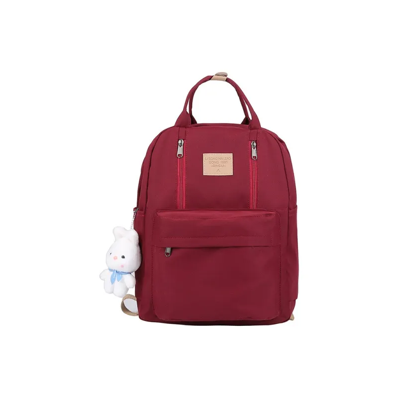 Cwatcun Nylon Backpack Regular Women's Pink/Blue/Black/Red/White-6
