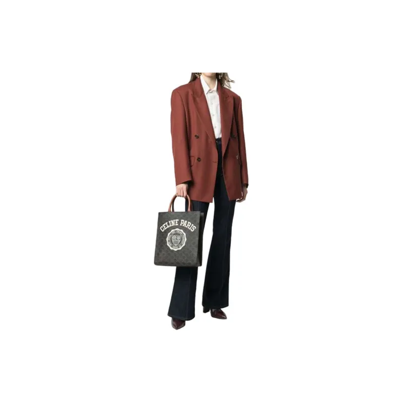 CELINE Triomphe Cow Leather Vertical Trunk Shoulder Bag Handbag Small Size Women's Tawny-3