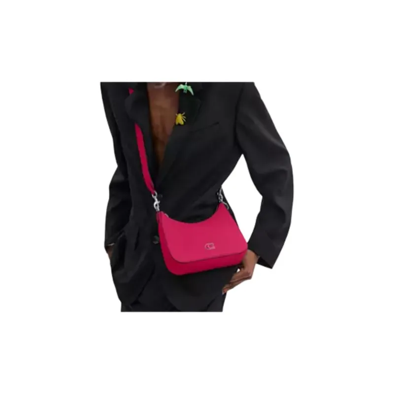 COACH Hobo Leather Shoulder Bag Crossbody Bag Handbag Medium Size Women's Dragon Fruit Red-4