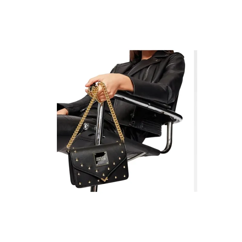 VERSACE JEANS COUTURE Leather Shoulder Bag, Crossbody Bag Mini Women's Black-4