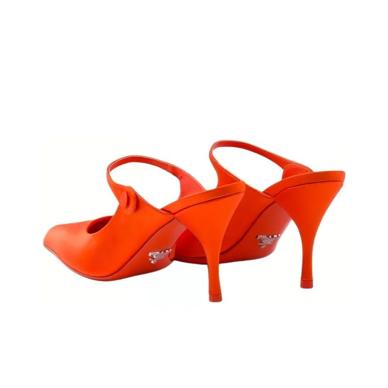 PRADA Pointed Satin Mules-3