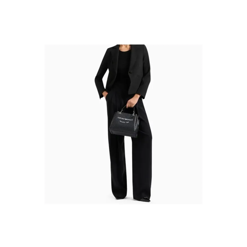EMPORIO ARMANI Polyester Tote Bag, Shopping Bag, Shoulder Bag, Crossbody Bag, Handbag Women's Black-4