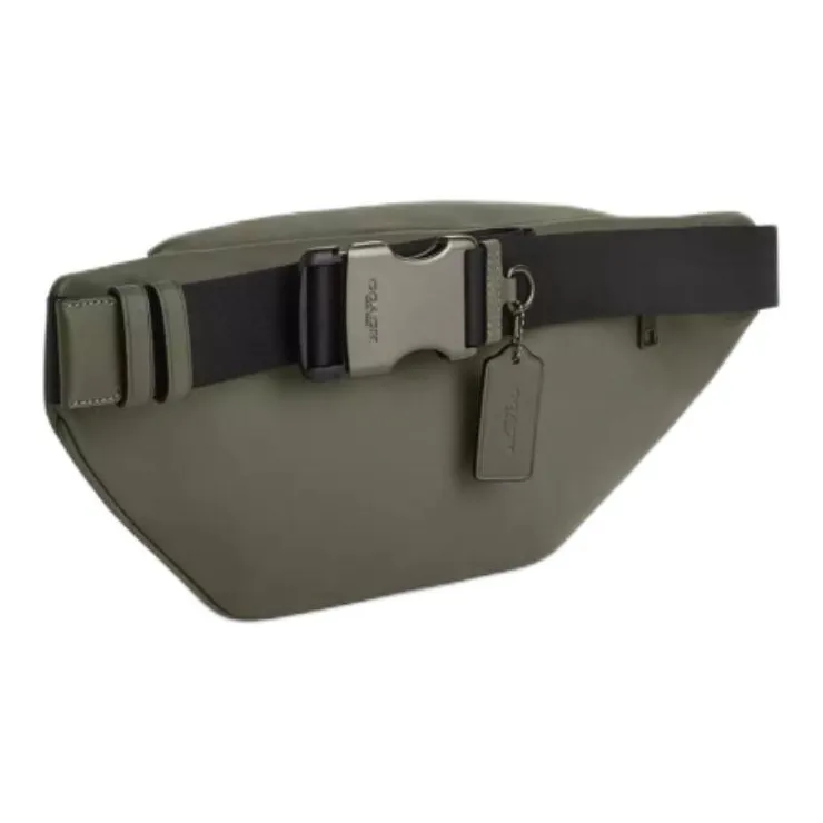 COACH Smooth Calf Leather Fanny Pack Tubas Men's Gunmetal & Army Green-1