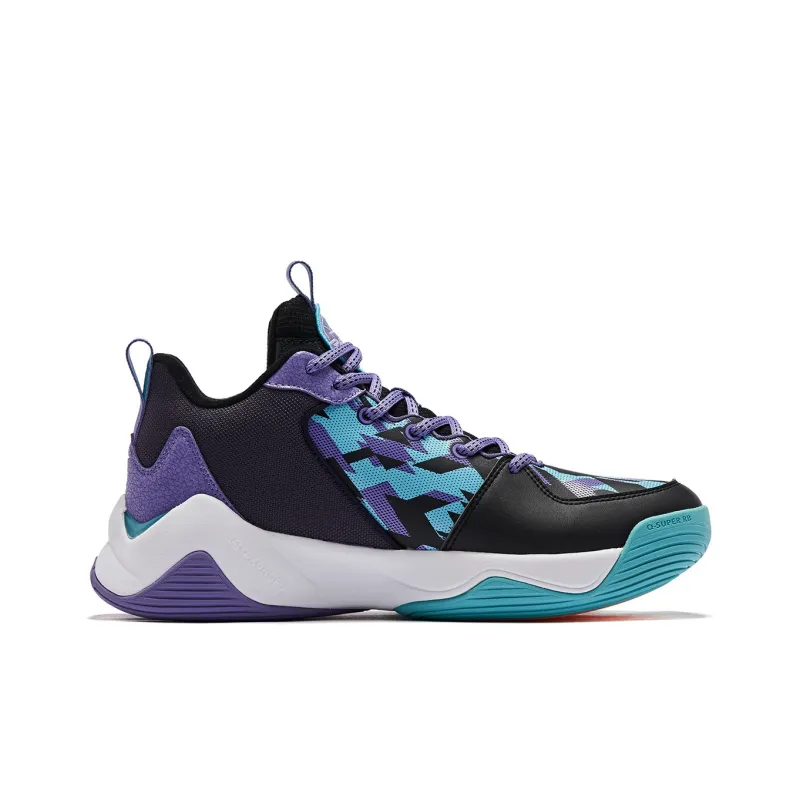 QIAODAN Cushioned Wear Resistant Warm Low Top Basketball Shoes Men's Black Purple-1