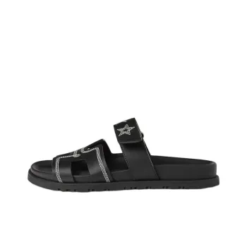HERMES Chypre Rubber Sole Slip Resistant Slide Slippers Women's Black
