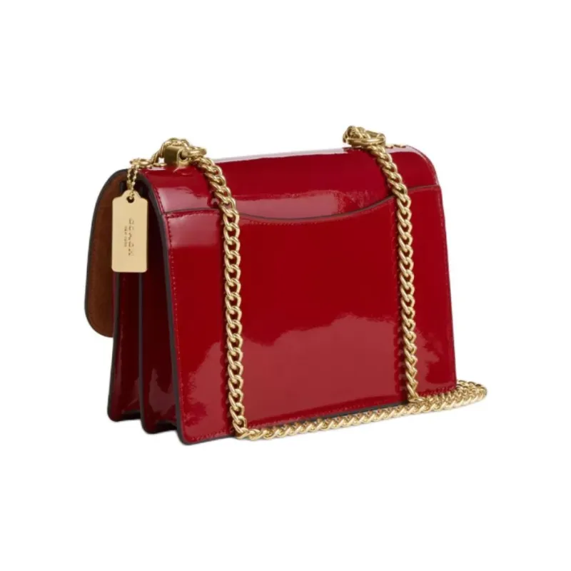 COACH Klare Smooth Leather With Patent Leather Shoulder Bag, Crossbody Bag Small Size Women's Red-1