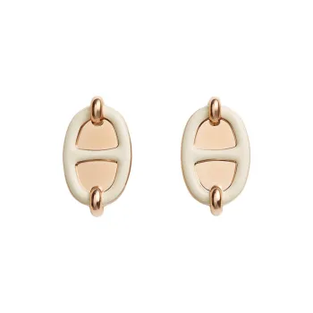 HERMES Metal Rose Gold Plated Earrings Women's Rose Gold