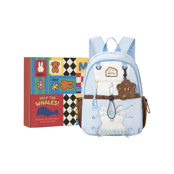 Miffy Fabric Backpack Large Size Women's Blue/Pink