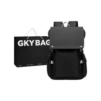 GKY Oxford Casual Backpack For High School And College Students With USB Charging Regular Men's Black Gray Color