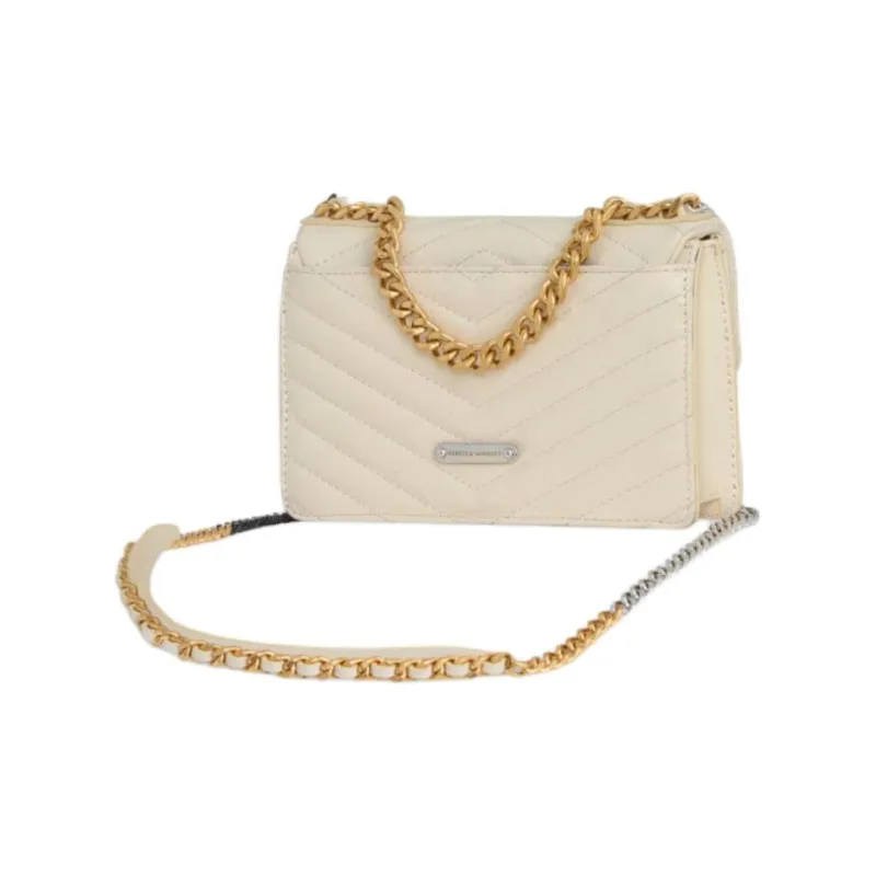 REBECCA MINKOFF Edie Genuine Leather Handbag Shoulder Bag Crossbody Bag Mini Women's White-1
