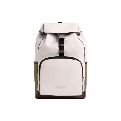 COACH Smooth Calf Leather Backpack Medium Size Men's Chalk