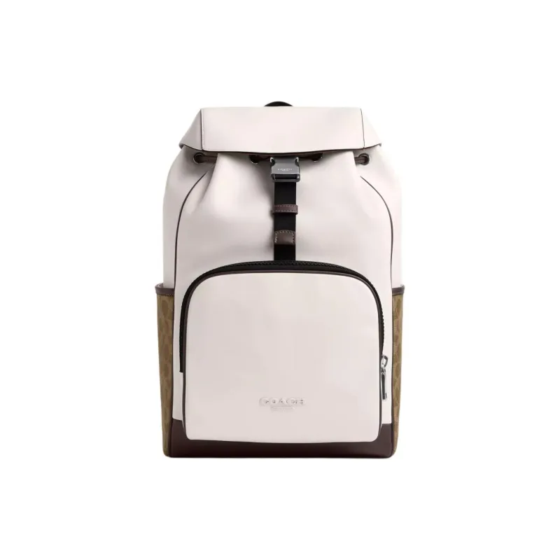 COACH Smooth Calf Leather Backpack Medium Size Men's Chalk-0