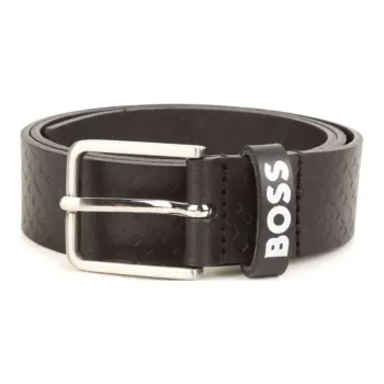 BOSS Logo print Leather Belt