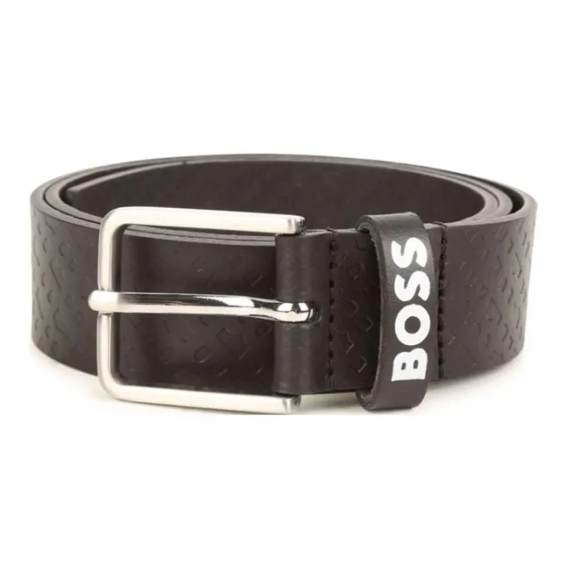 BOSS Logo print Leather Belt-0