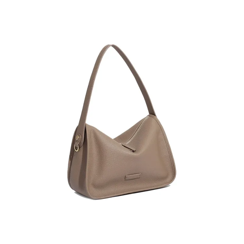 Yalu Cow Leather Underarm Handbag, Shoulder Bag Women's White/Black/Premium Gray-7