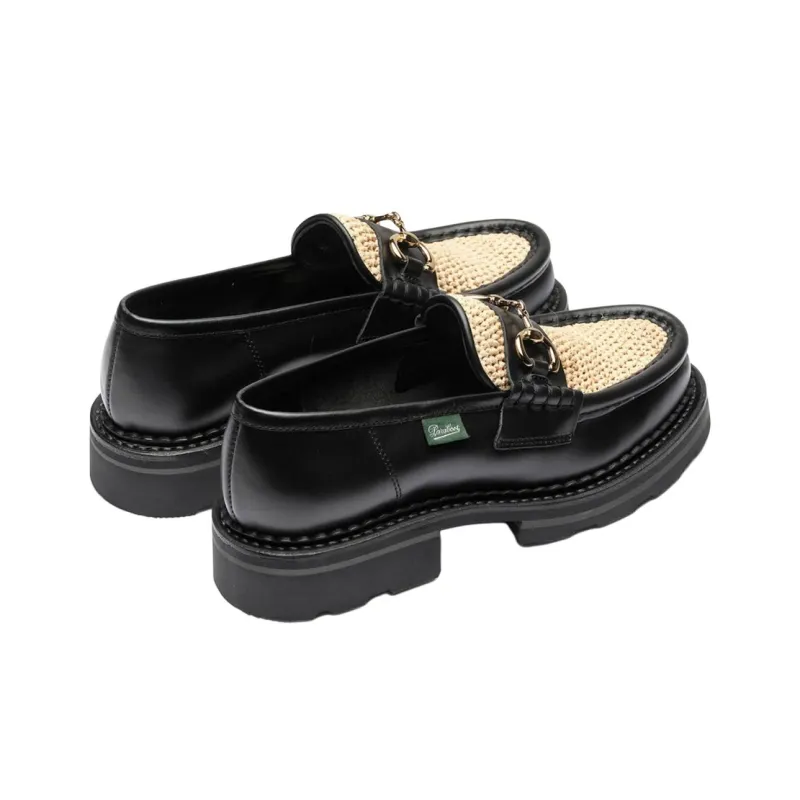 Paraboot Vincennes Raphia Loafers Women's Beige Black-3