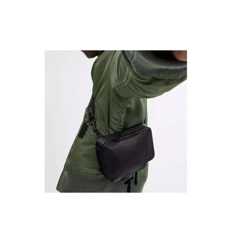 COACH Gotham Leather Shoulder Bag, Crossbody Bag Mini Men's Black-4