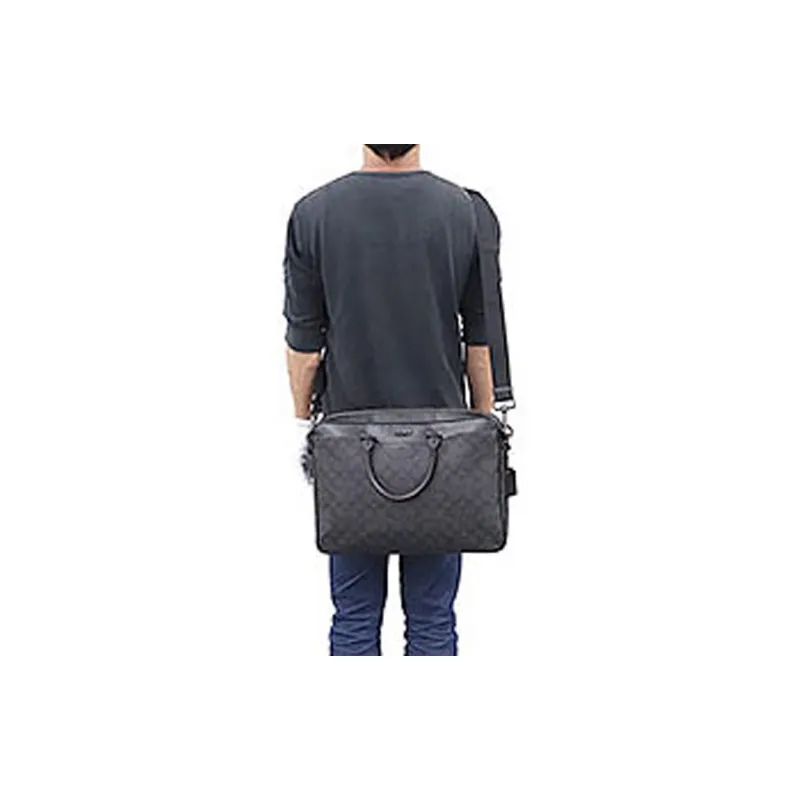 COACH Beckett Leather Laptop Bag, Briefcase, Shoulder Bag, Crossbody Bag, Handbag Large Size Men's Black-6