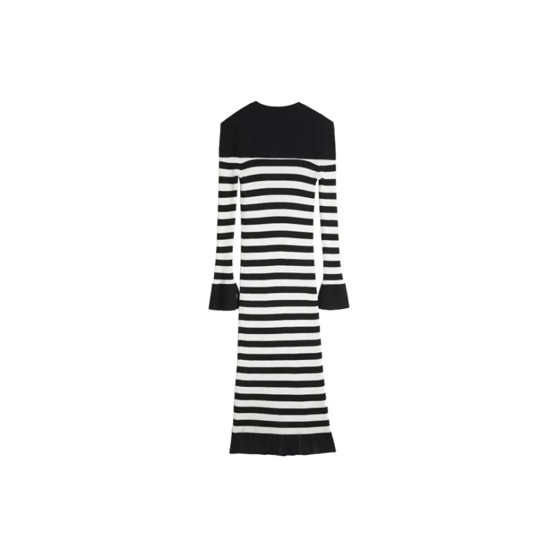 ELLE Long Sleeved Dresses Women's Black White-1