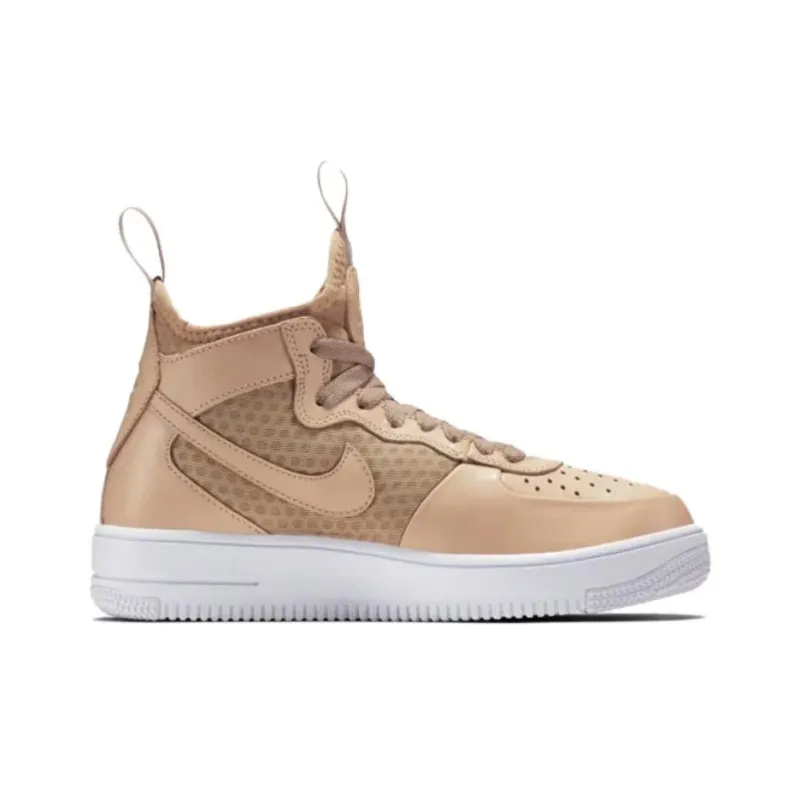 Nike Air Force 1 Anti-Slip Wear-Resistant Mid-Top Casual Running Shoes Women's Light Brown-1
