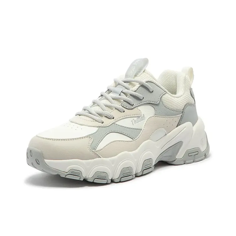 361° Zhuzhu 2 Deer 2 Height Increasing Wear Resistant Low Top Chunky Sneakers Women's White Gray-1
