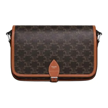 CELINE Cow Leather Messenger Bag Shoulder Bag Crossbody Bag Small Size Men's Tawny