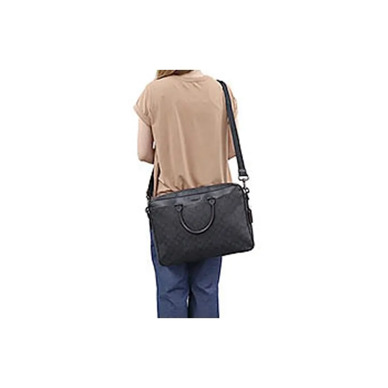 COACH Beckett Leather Laptop Bag, Briefcase, Shoulder Bag, Crossbody Bag, Handbag Large Size Men's Black-5