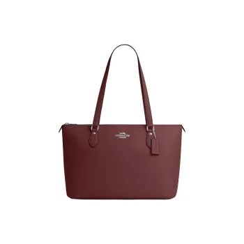 COACH Gallery Recycled Leather Fiber Tote Bag, Shopping Bag, Handbag, Shoulder Bag Women's Burgundy