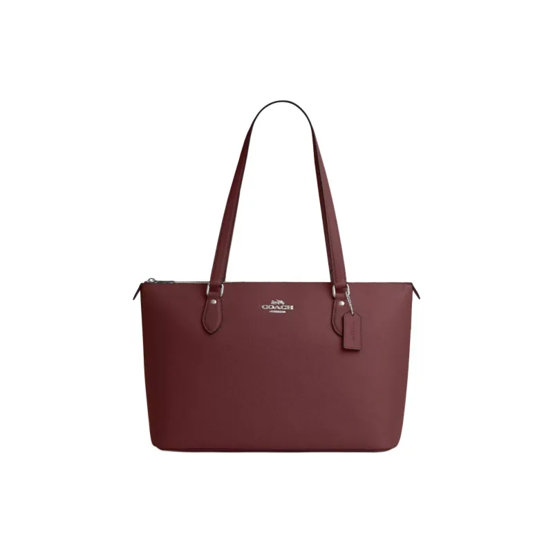 COACH Gallery Recycled Leather Fiber Tote Bag, Shopping Bag, Handbag, Shoulder Bag Women's Burgundy-0